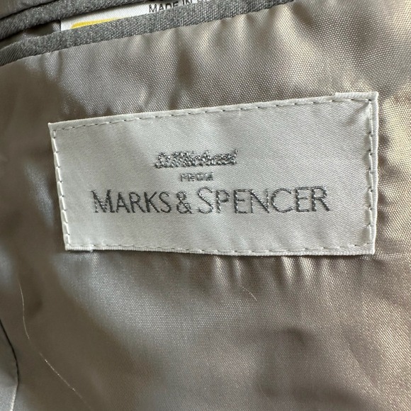 Marks & Spencer Sport Coat Blazer Men Medium 42 Gray 2 Btn Rayon Wool Blend - Picture 4 of 13